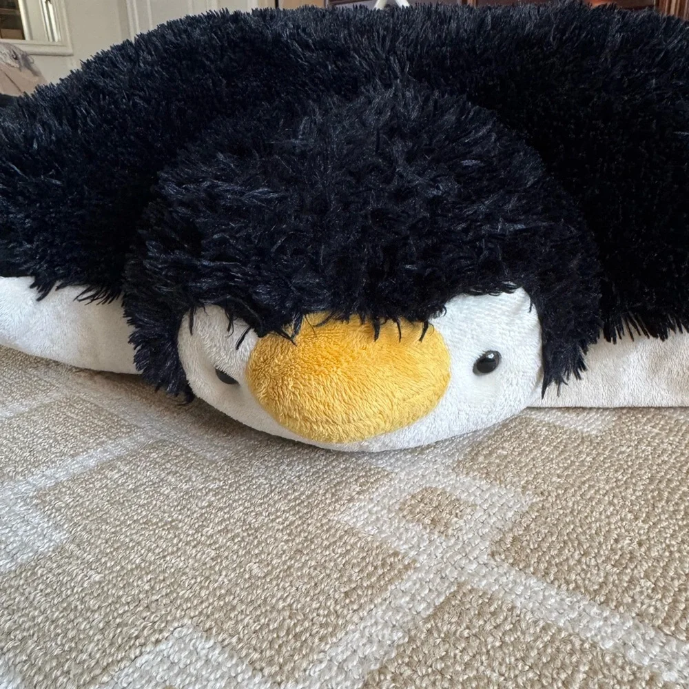 Pillow Pets Playful Penguin Plush Foldable Stuffed Animal Pillow Black White O/S